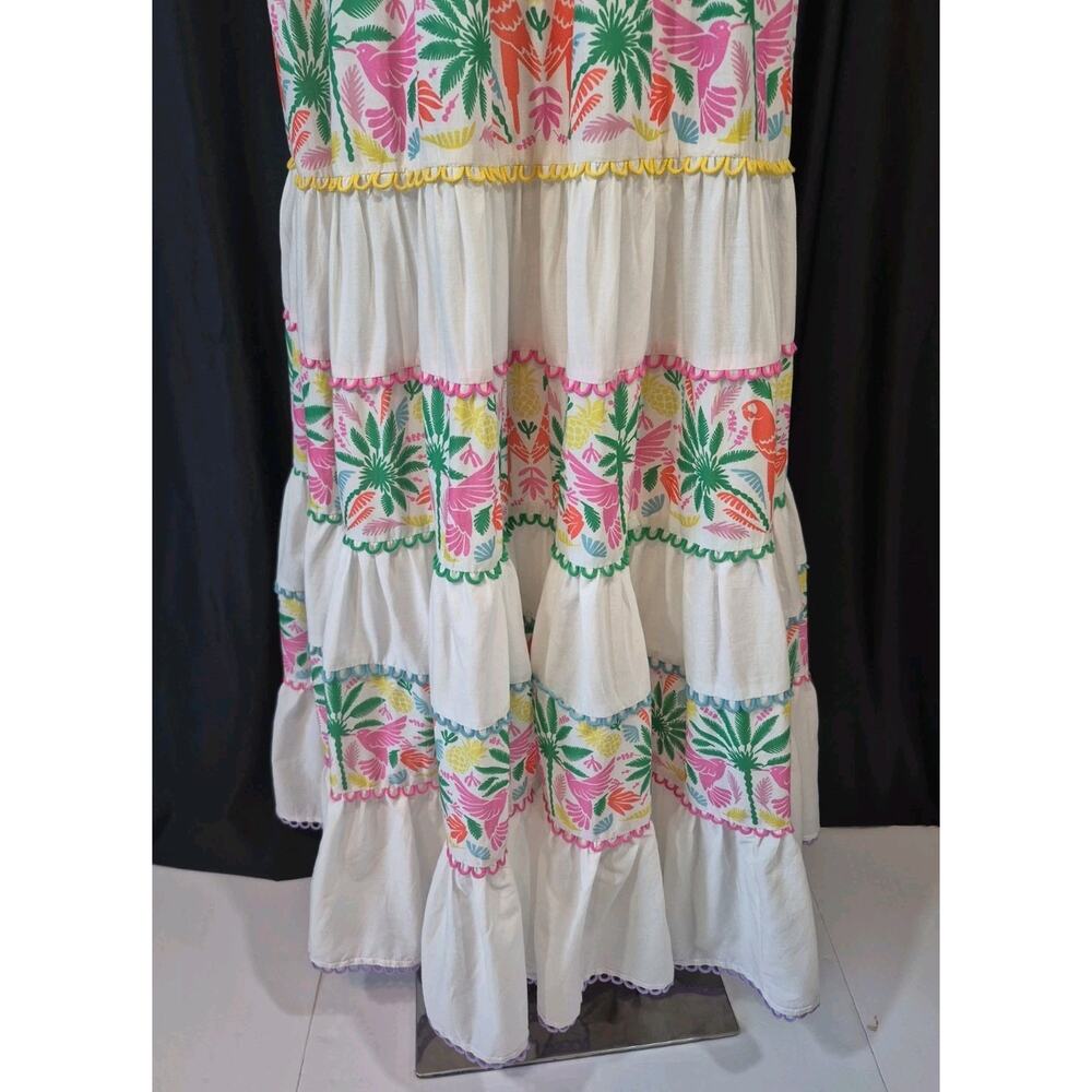 Boden Serena Green Pink Floral Tierd Cotton Maxi Dress US 12 - Picture 10 of 11